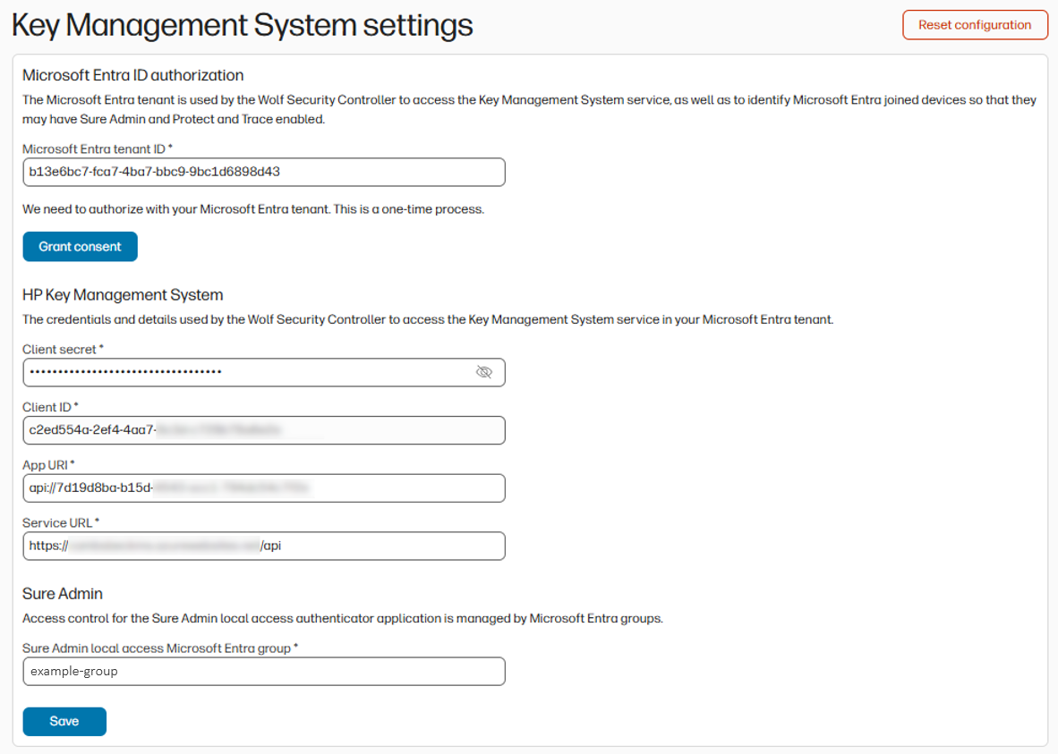 Integrating an Azure KMS with the Wolf Security Controller for Sure Admin