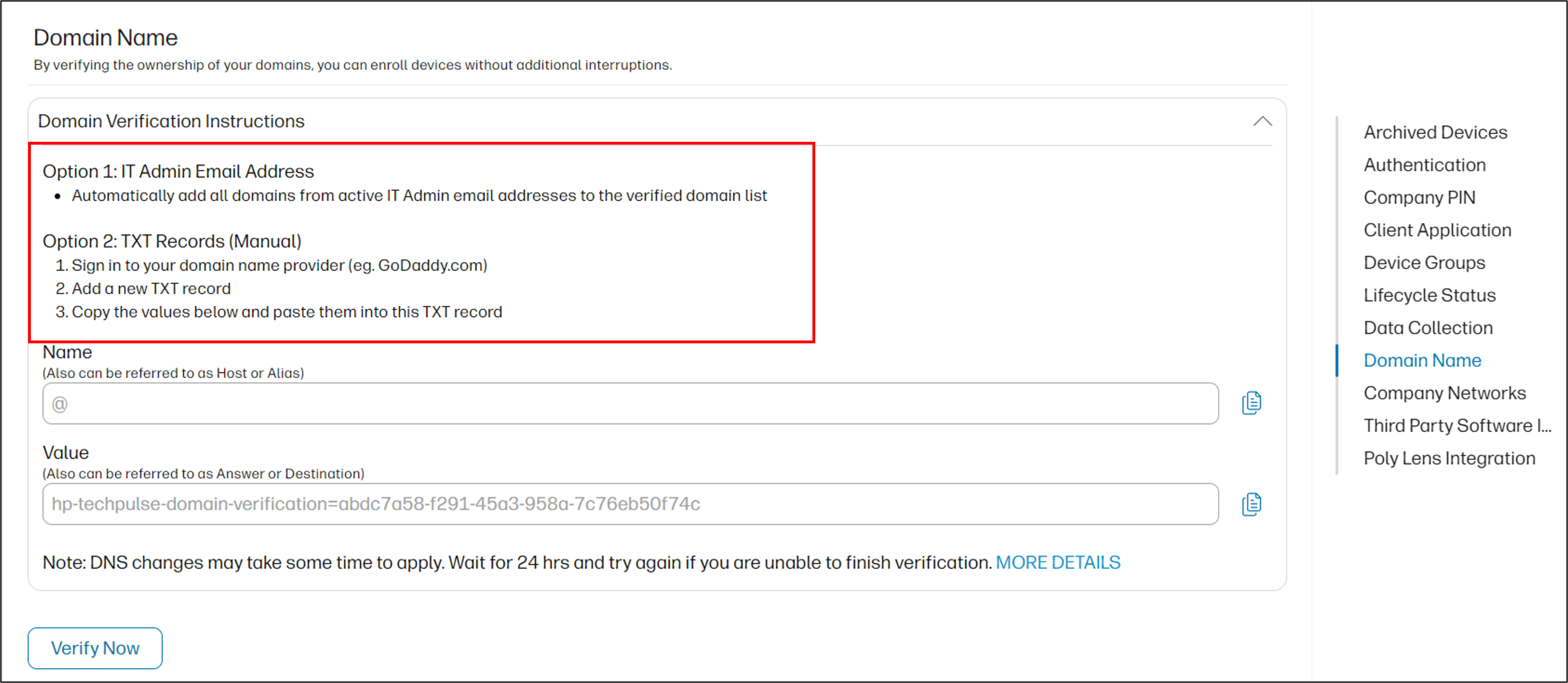 Protect & Trace: Domain Name Verification